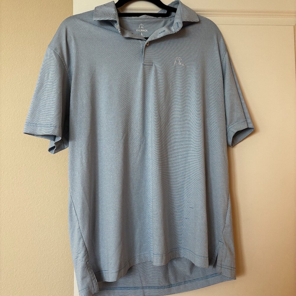 Rhoback Blue and White Striped Polo | L